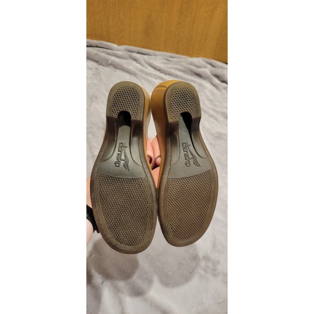 Dansko Pink Leather Comfort Wedge Slide Sandals EU 38 US 7.5-8 Made In Portugal - Picture 4 of 7